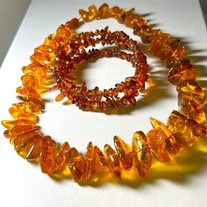 New Natural Baltic Amber Beaded Necklace and Bracelet